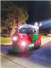 Christmas train driving through the street