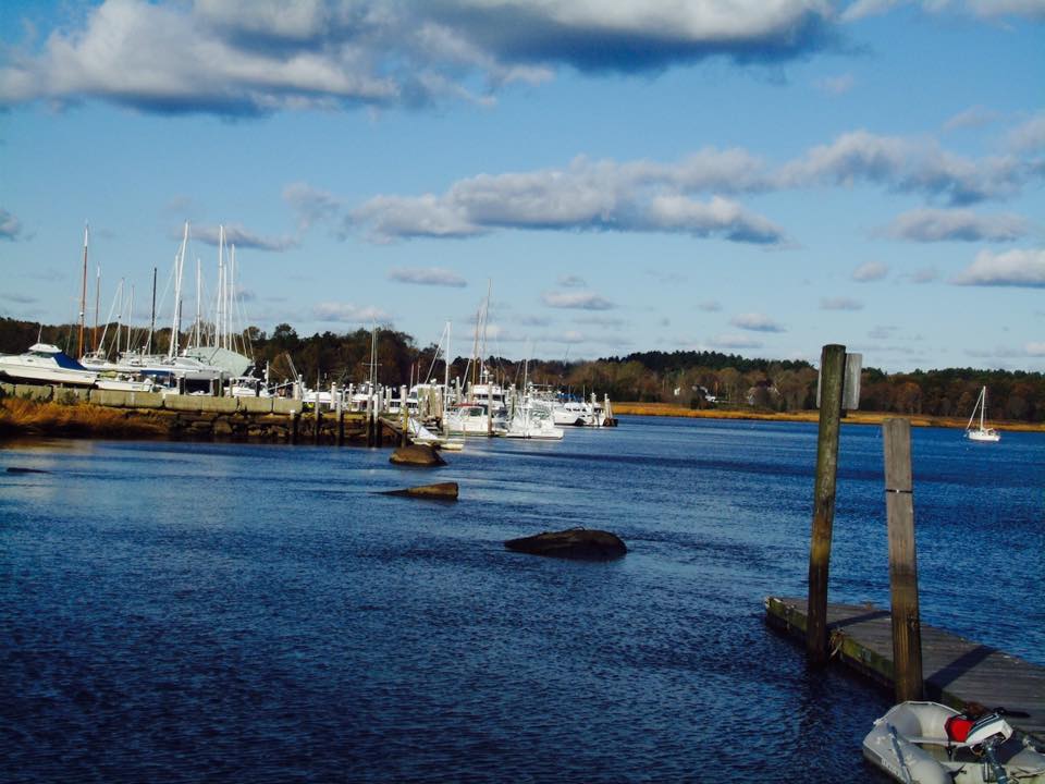 Boats docked on the lake